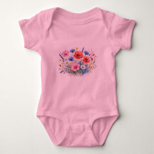 Body Para Bebé Arte floral de ramo de pradera de flores silvestre