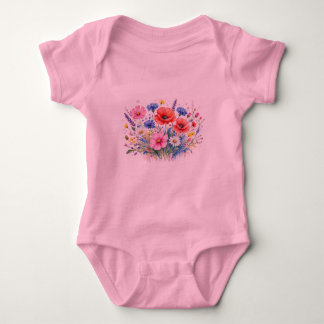 Body Para Bebé Arte floral de ramo de pradera de flores silvestre