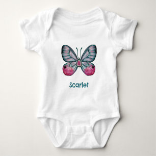 Body Para Bebé Arte personalizado de mariposa de cristal rosado d