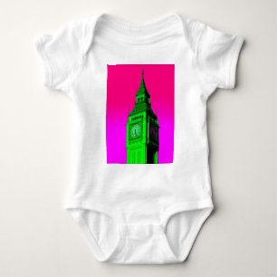 Body Para Bebé Arte pop Big Ben Londres Viaje verde rosa