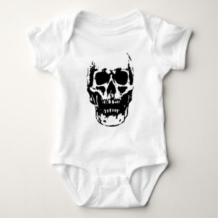 Body Para Bebé Arte Pop de Cráneo Blanco y Negro
