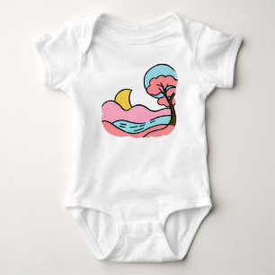 Body Para Bebé Arte Pop Retro Encantador Paisaje Lunar Soñador