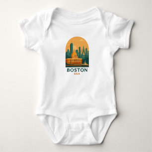 Body Para Bebé Arte Retro de la Ciudad de Boston USA – Viajes Vin