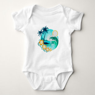 BODY PARA BEBÉ ARTE TROPICAL HAWAIIIANO DE SURF