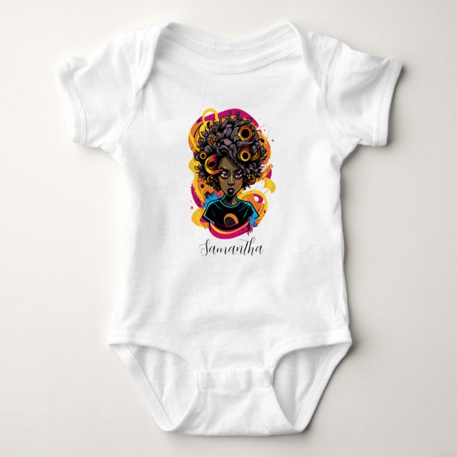 Body Para Bebé Artista abstracta mujer afro (Anverso)