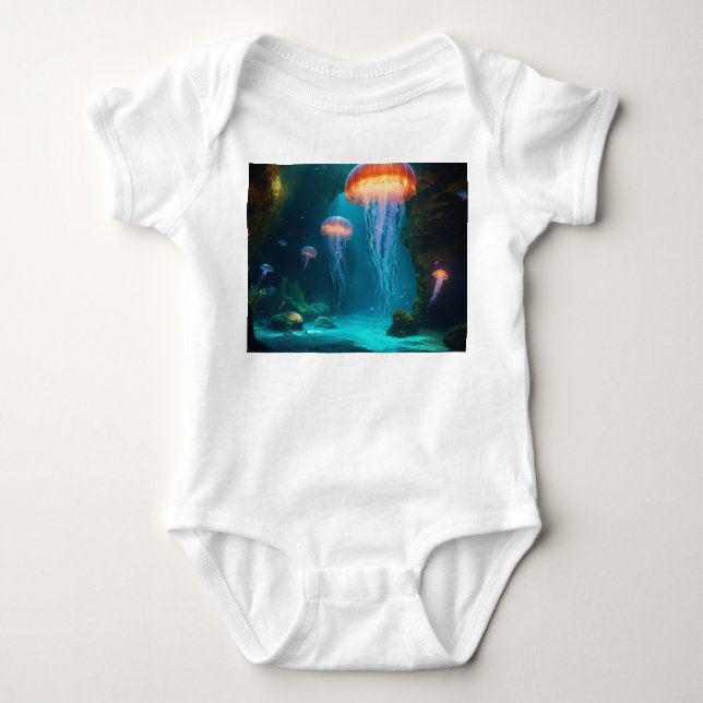 Body Para Bebé Artistic Jellyfish T-Shirt - Ethereal Glow on Dark (Anverso)