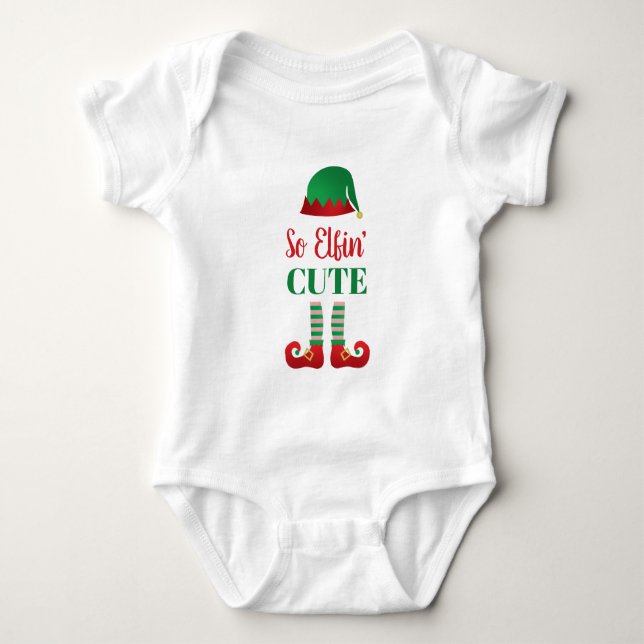 Body Para Bebé Así que Elfing Cute Divertidos Navidades Diciendo (Anverso)