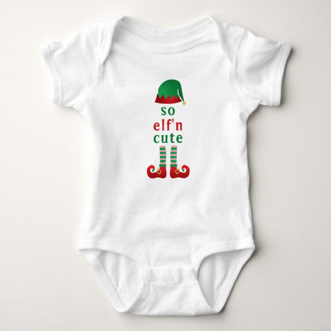 Body Para Bebé Así que Elf'n Cute Elf Navidades Divertidos Dicien (Anverso)