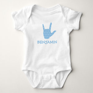 Body Para Bebé ASL I Love You Blue Dots Rótulo Lenguaje de niño