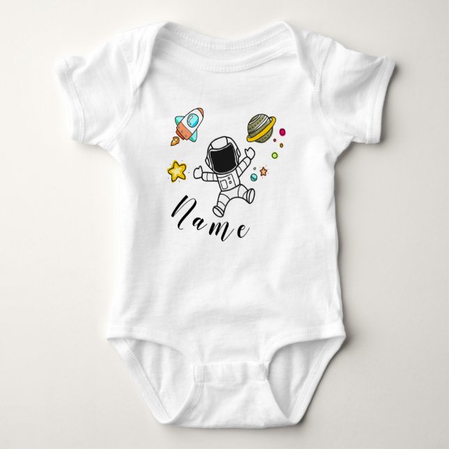 Body Para Bebé Astronaut in space with babies name (Anverso)