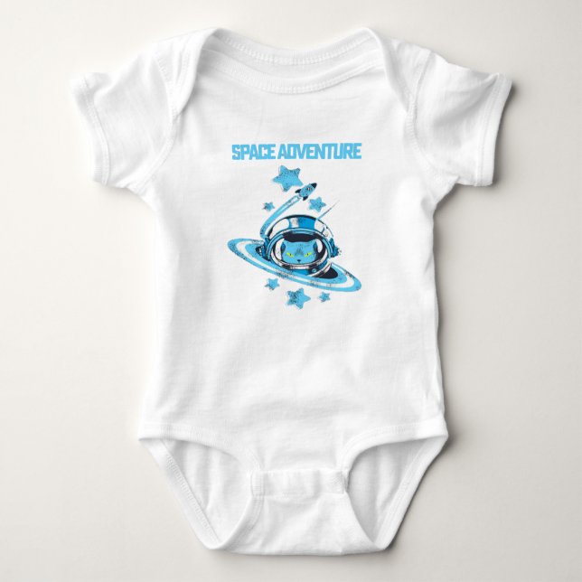 Body Para Bebé Astronauta de gato en camiseta espacial (Anverso)