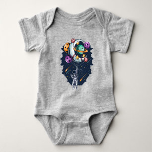 Body Para Bebé Astronauta gracioso sostiene un globo de planetas 