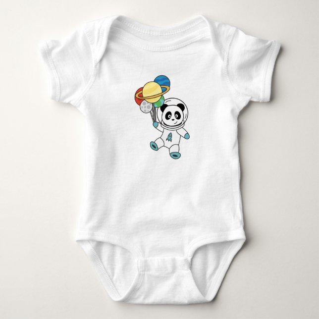 Body Para Bebé Astronautas Pandas Planet Earth Space (Anverso)