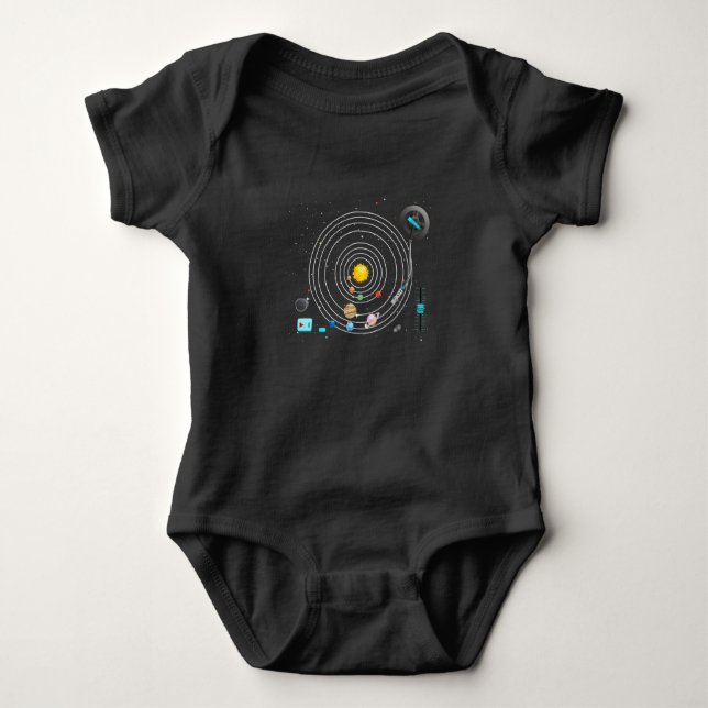 Body Para Bebé Astronomía Planetas Vinyls Turnable DJ Sistema sol (Anverso)