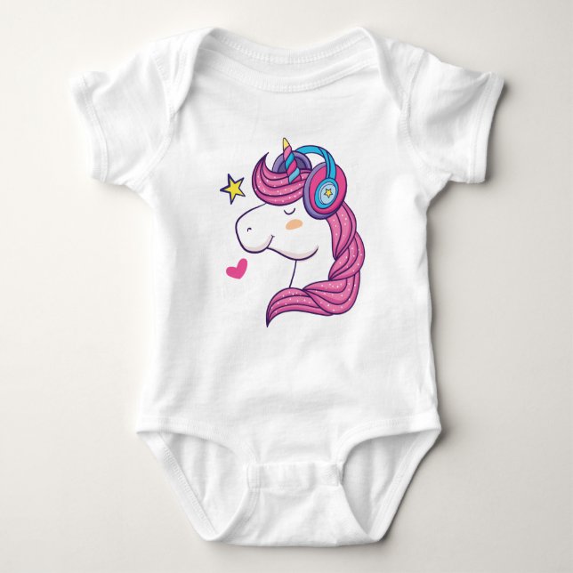 Body Para Bebé Auricular de Unicorn (Anverso)