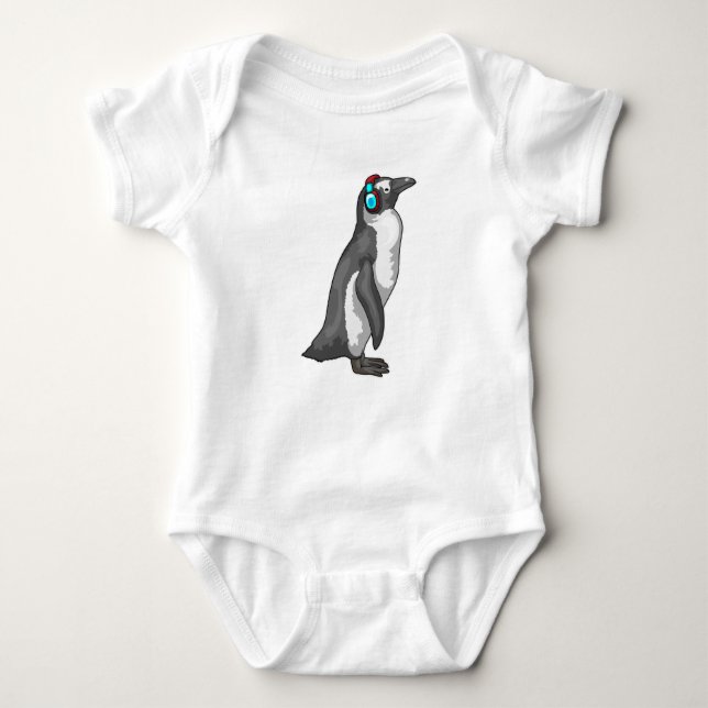 Body Para Bebé Auriculares con música pingüino (Anverso)