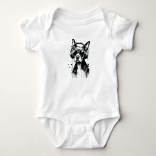 Body Para Bebé Auriculares Guay Dog Mascotas cortos Tinta blanca 