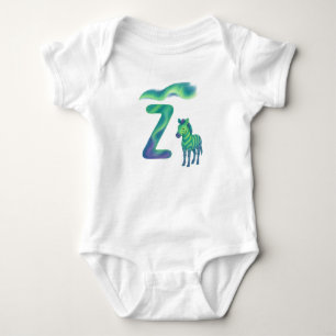 Body Para Bebé Aurora Boreal Personalizable Letra Z Cebra Aurora