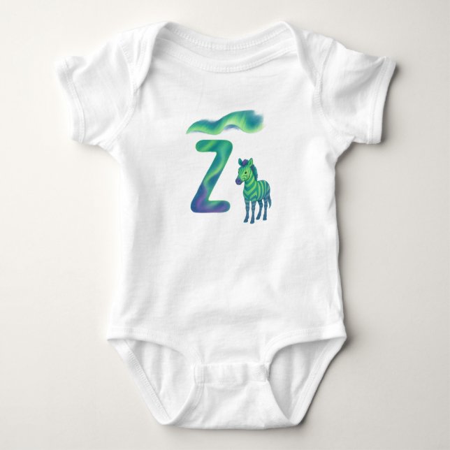 Body Para Bebé Aurora Boreal Personalizable Letra Z Cebra Aurora (Anverso)