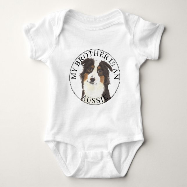 Body Para Bebé Aussie Australian Shepherd Big Brother (Anverso)