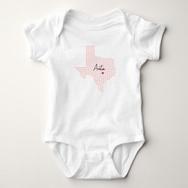 Body Para Bebé Austin Texas Corazones (Anverso)