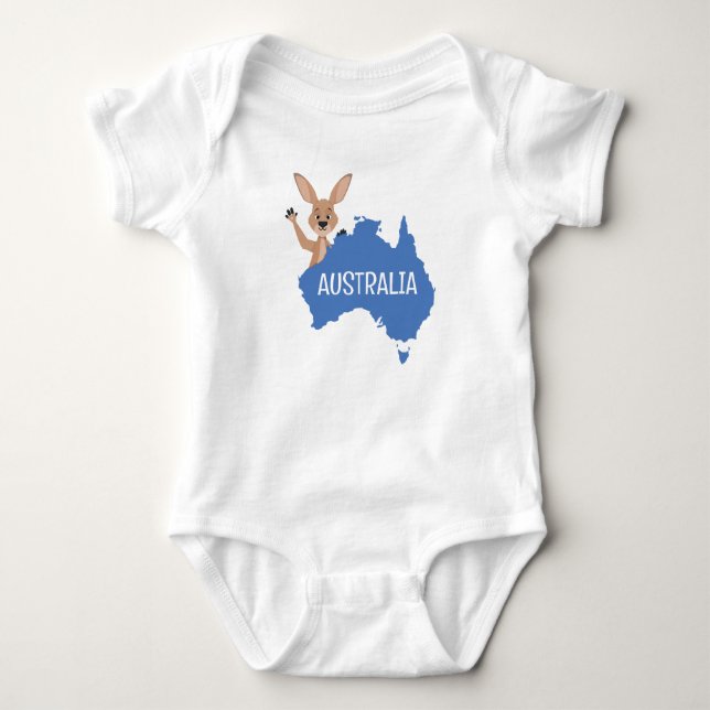 Body Para Bebé Australia Kangaroo con mapa de Australia (Anverso)