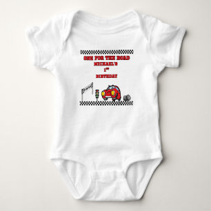 BODY PARA BEBÉ AUTO DE CARRERAS BLANCO PARA NIÑO UNO PARA EL CAMI