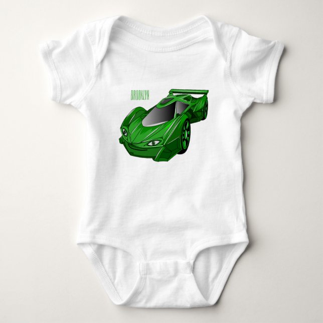 Body Para Bebé Autobús deportivo verde con ilustracion aéreo (Anverso)