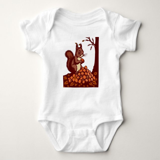 Body Para Bebé 🐿️ Autumn Squirrel Baby Bodysuit Front & Back (Anverso)
