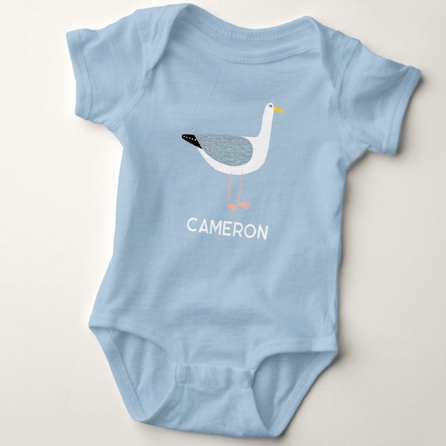 Body Para Bebé Ave divertida personalizada de gaviota (Fun personalized custom name seagull baby bodysuit)