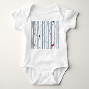 Body Para Bebé Aves de invierno: Árboles grises, aves rojas