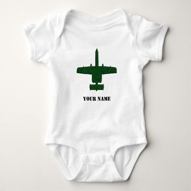 Body Para Bebé Avión A-10 Warthog Silhouette Green Camo (Anverso)