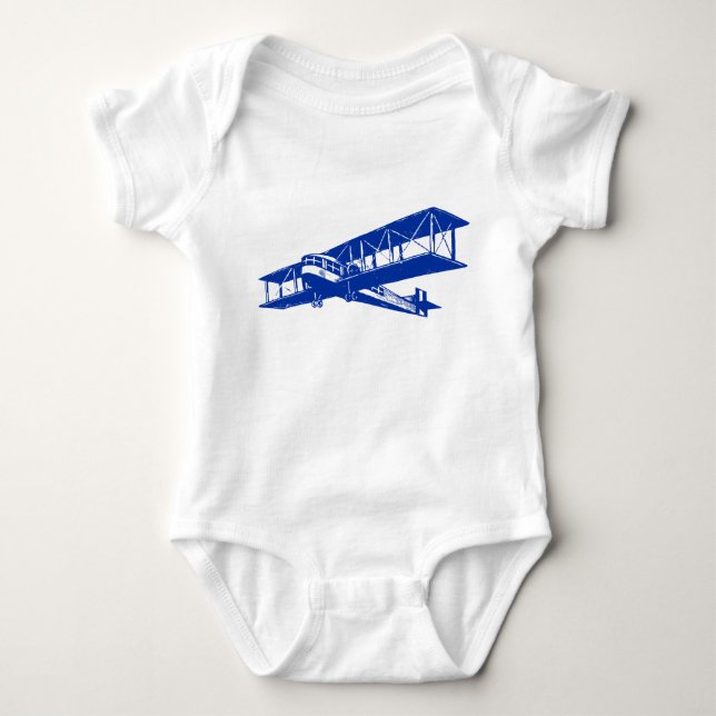 Body Para Bebé Avión Antiguo - Azul Marino (Anverso)