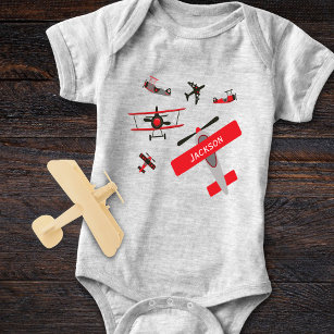 Body Para Bebé Avión militar retro rojo y negro para la Segunda G