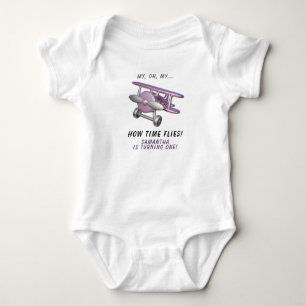 Body Para Bebé Avión Oh Mi Tiempo Vuela Cumpleaños Primero 