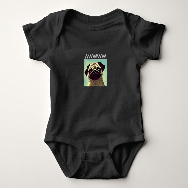 Body Para Bebé Awww Cutest Pug Ever Cupy Adorable Personalizado (Anverso)