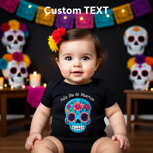 Body Para Bebé Azúcar Calavera de Bebé Azul 🌹 texto personalizad