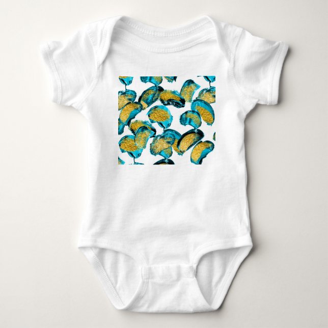 Body Para Bebé azul acuático, turquesa, dorado. (Anverso)