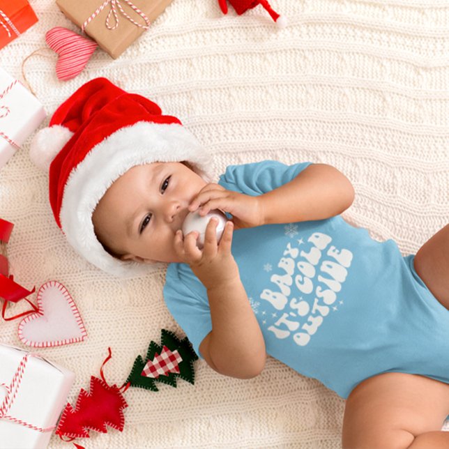 Body Para Bebé Azul Cute Moderno Elegante Minimalismo Elegante In (Blue Cute Modern Elegant Minimal Stylish Winter Baby Bodysuit)