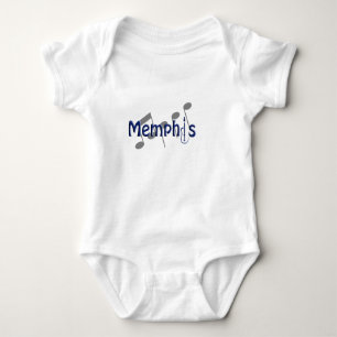Body Para Bebé azul de Memphis con las notas de la música