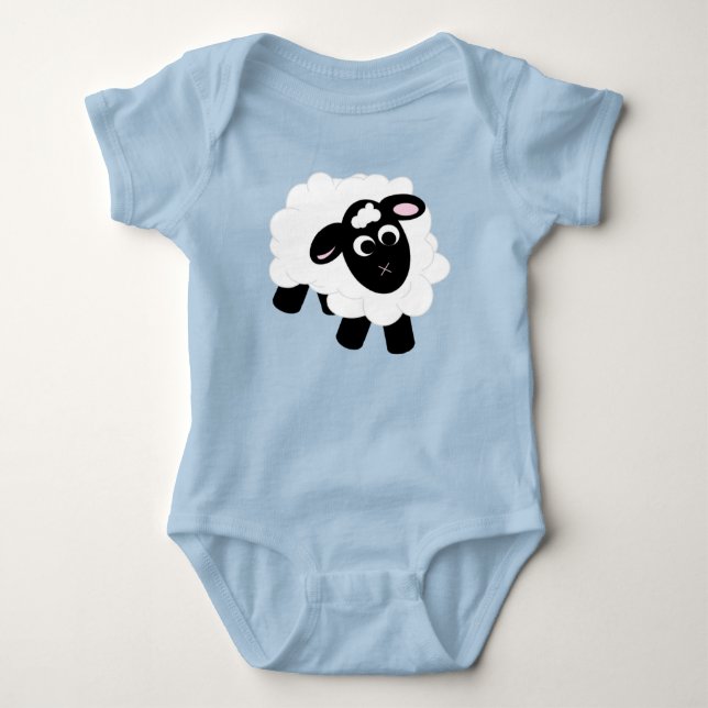 Body Para Bebé Azul de oveja Personalizado suave (Anverso)