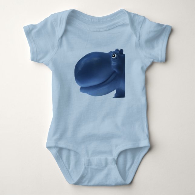 Body Para Bebé Azul feliz del hipopótamo (Anverso)