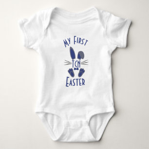 Body Para Bebé Azul monogramado Mi primer conejo de Pascua