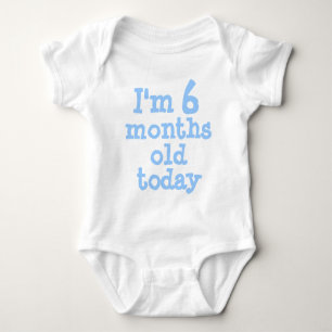 Body Para Bebé Azul personalizado soy 6 meses hoy