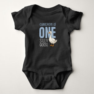 Body Para Bebé Azul Personalizado Un Ganso Tonto Cumpleaños Prime
