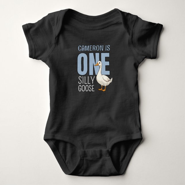 Body Para Bebé Azul Personalizado Un Ganso Tonto Cumpleaños Prime (Anverso)