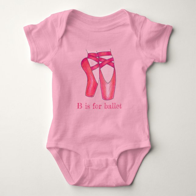 Body Para Bebé B es para ballet Pink Pointe Toe Shoes Dancer (Anverso)
