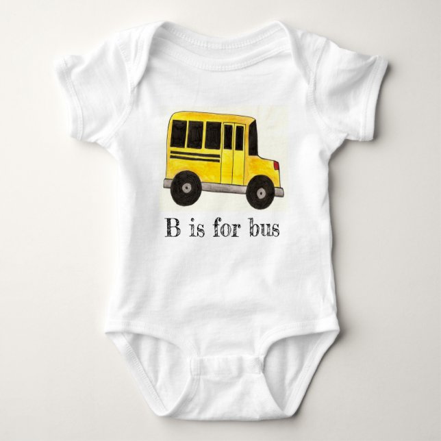 Body Para Bebé B es para Bus Yellow School Bus Education Alphabet (Anverso)