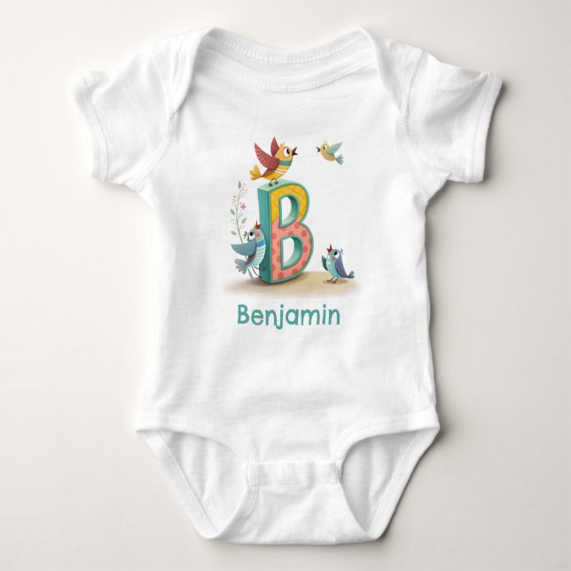 Body Para Bebé B es para pájaros Personaliza (Anverso)