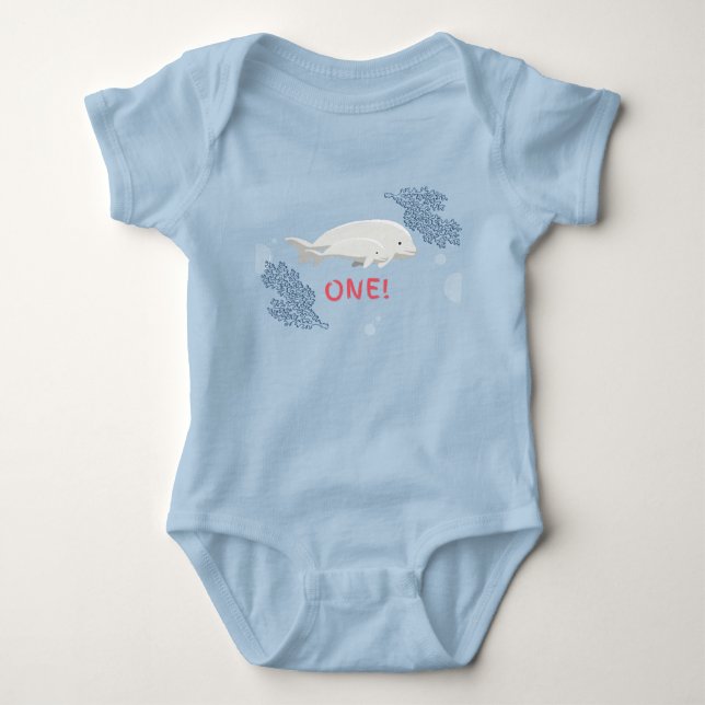 Body Para Bebé Baby Beluga First Birday Bodysuit (Anverso)